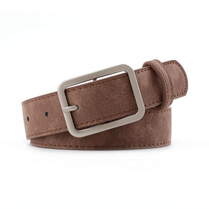 Women High Quality PU Leather Wide Square Metal Buckle Waist Strap Bel ...